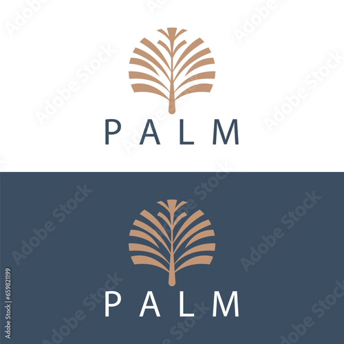 Palm Leaf Logo Design Vector Simple Minimalist Symbol Illustration Template