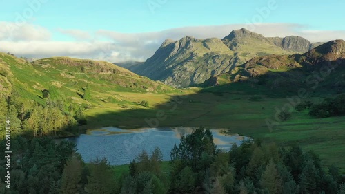 Wallpaper Mural Aerial of Blea Tarn and the Langdale Pikes at dawn in the Lake District National Park, UNESCO World Heritage Site, Cumbria, England Torontodigital.ca