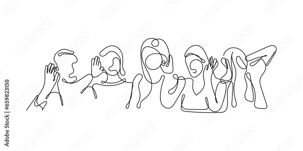 line art vector of Eavesdropping concept. Listening to someone's talk secretly is unethical. Personal and professional life ethical and moral values.