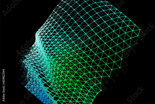 Vector background of net cells. Fish football sport syrface. Fluid flow on wind. Flag fabric data processing.