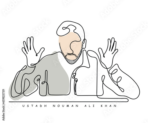  Vector art. Line art of a famous Muslim scholar Nouman Ali Khan. He is pakistan based american arabic instructor. The Quran Teacher and Arabic Instructor. Founder of Bayyinah.