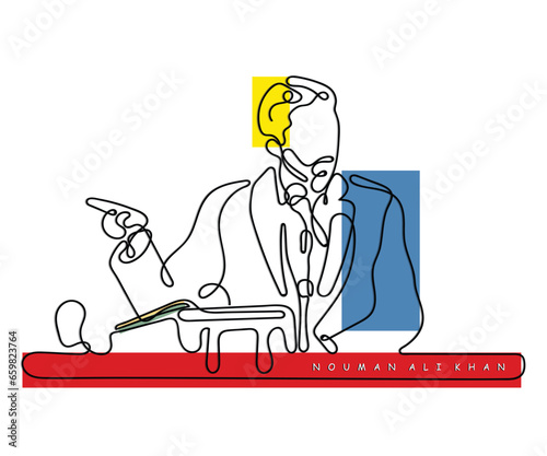  Vector art. Line art of a famous Muslim scholar Nouman Ali Khan. He is pakistan based american arabic instructor. The Quran Teacher and Arabic Instructor. Founder of Bayyinah.