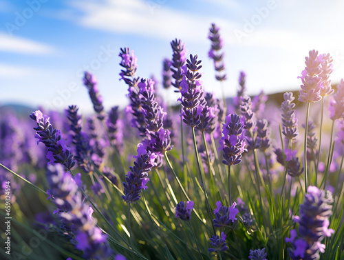 Close up of lavender flowers in a field