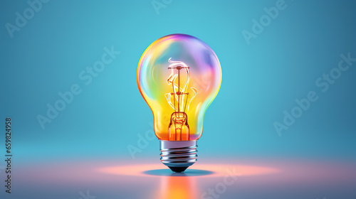 Light bulb on pastel blue background