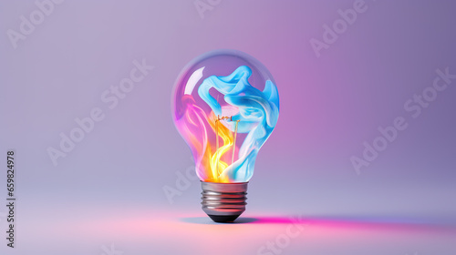 Light bulb on pastel background	
