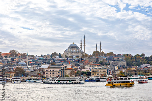 View on Pier near the Suleymaniye Mosque in the Golden Horn inlet, Istanbul