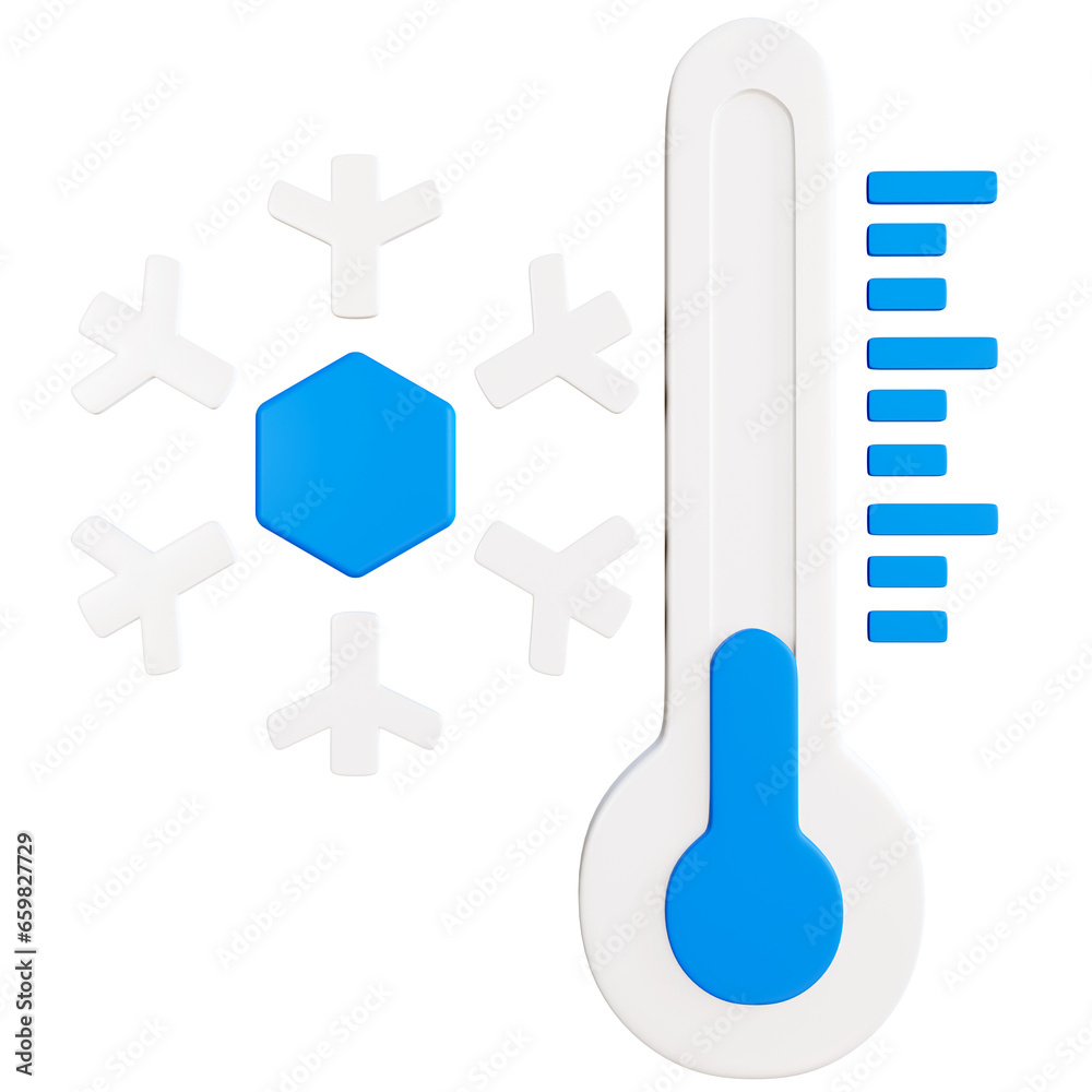 Fototapeta premium PNG image of 3D cold temperatures with illustrations of snow and cold temperatures