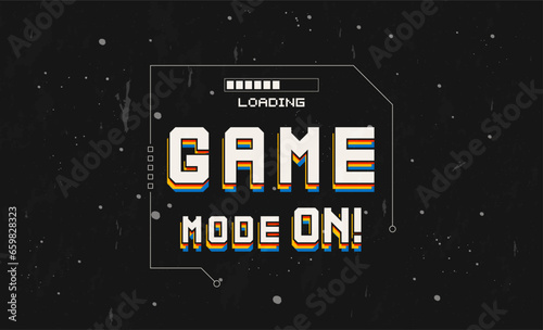 vector typographic retro text effect Game Mode On retro vintage writing style. Design with an old 80s game concept