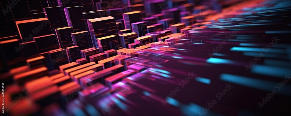 Digital abstract background. Ideal for technological processes, neural networks and AI, digital storages, sound and graphic forms, science, education, etc. - obrazy, fototapety, plakaty 