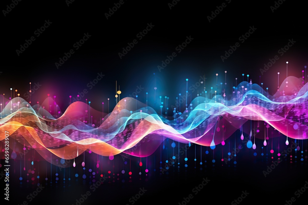 Abstract neon sound waves. Neon colorful digital music bar for technology concept