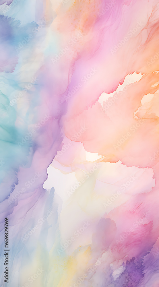 Watercolor dream background. Soft pastel shades blend seamlessly into one another, reminiscent of a delicate painting. Perfect for adding a touch of whimsy and creativity to your designs 