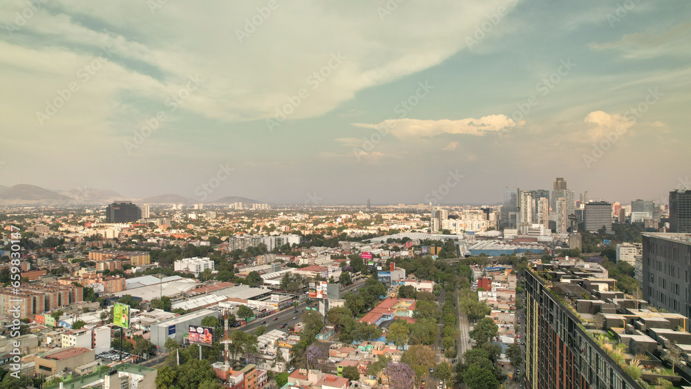 Panoramic view of Mexico City over Polanco Neighborhood
