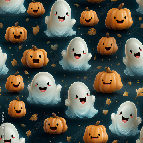 3D Halloween seamless pattern, seamless pattern with Halloween