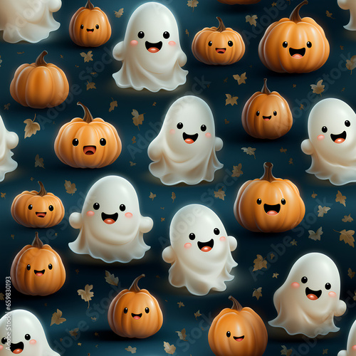 3D Halloween seamless pattern, seamless pattern with Halloween