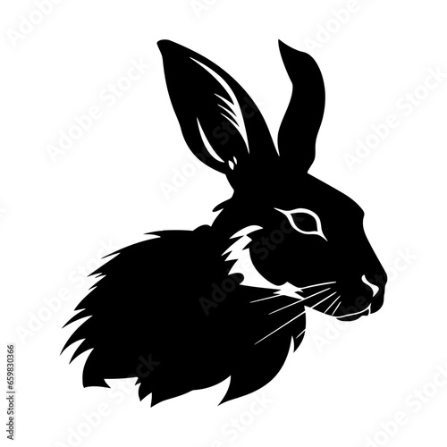 Rabbit black silhouette. Easter bunny icon isolated