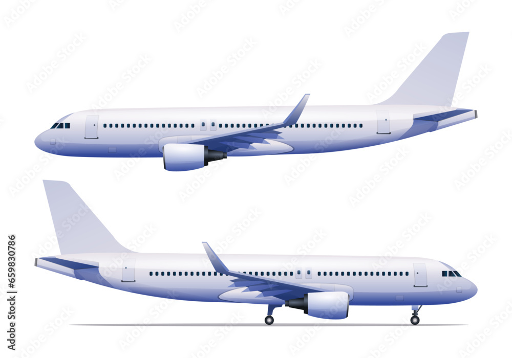 Airplane side view vector illustration isolated on white background