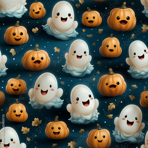 3D Halloween seamless pattern, seamless pattern with Halloween