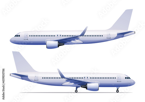 Airplane side view vector illustration isolated on white background