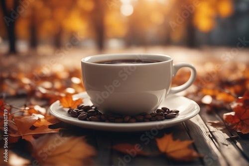 Autumn cozy background with coffee