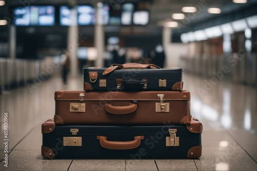 Fotografia Suitcase with luggage at the airport - The Challenges of Airport Luggage and the