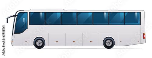 Bus vector illustration. Public transport, side view bus isolated on white background