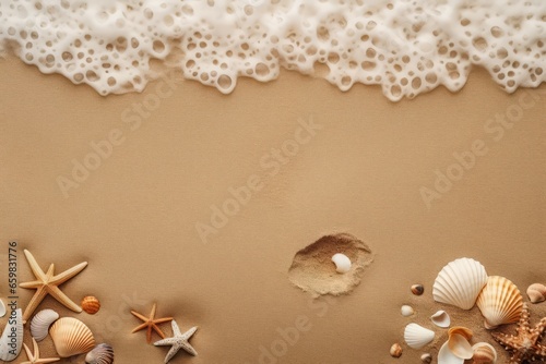 Sea coast beach. Star nature sand. Generate AI © nsit0108
