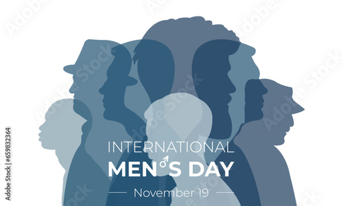 International Men's Day. Horizontal banner with silhouettes of men. Vector illustration.