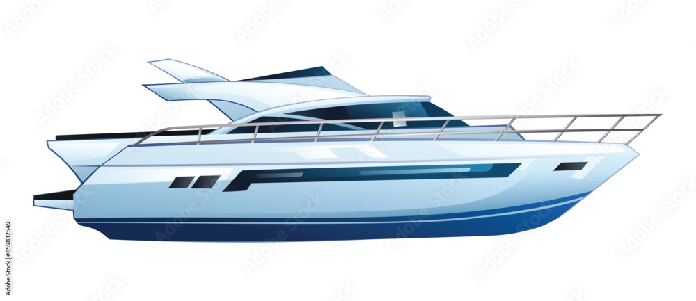 Yacht vector illustration. Speedboat isolated on white background Yacht vector illustration. Speedboat isolated on white background