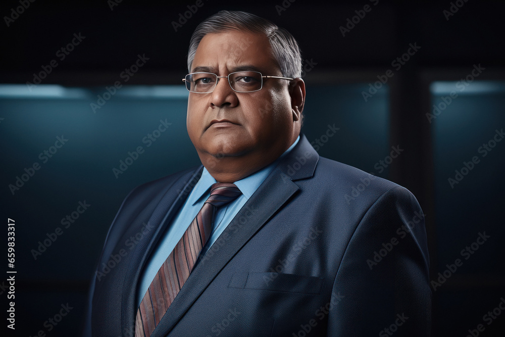 Senior fat businessman in suit, sitting at office. Senior fat businessman in suit, sitting at office.