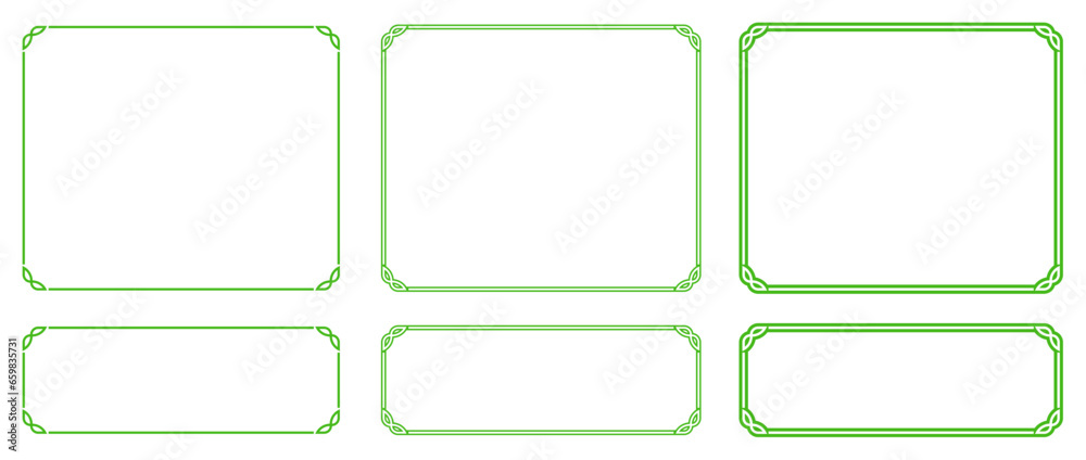 Vector green border frames. Shapes on white background. EPS for laser cutting, as elegant vintage web banners, doorplates, store signs, signboards, or labels Vector green border frames. Shapes on white background. EPS for laser cutting, as elegant vintage web banners, doorplates, store signs, signboards, or labels