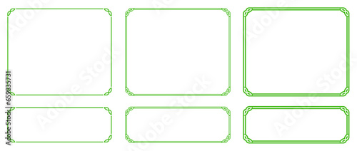 Vector green border frames. Shapes on white background. EPS for laser cutting, as elegant vintage web banners, doorplates, store signs, signboards, or labels 