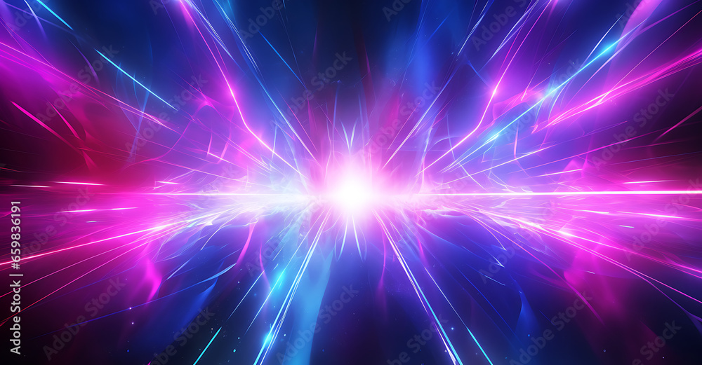 Electrifying neon lights background. Vivid hues of pink, blue, and