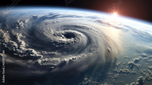 Earth's Atmospheric Disturbance: Typhoon's Spiral and Oceanography Insights