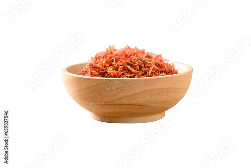 Valokuva Dried safflower in wooden bowl