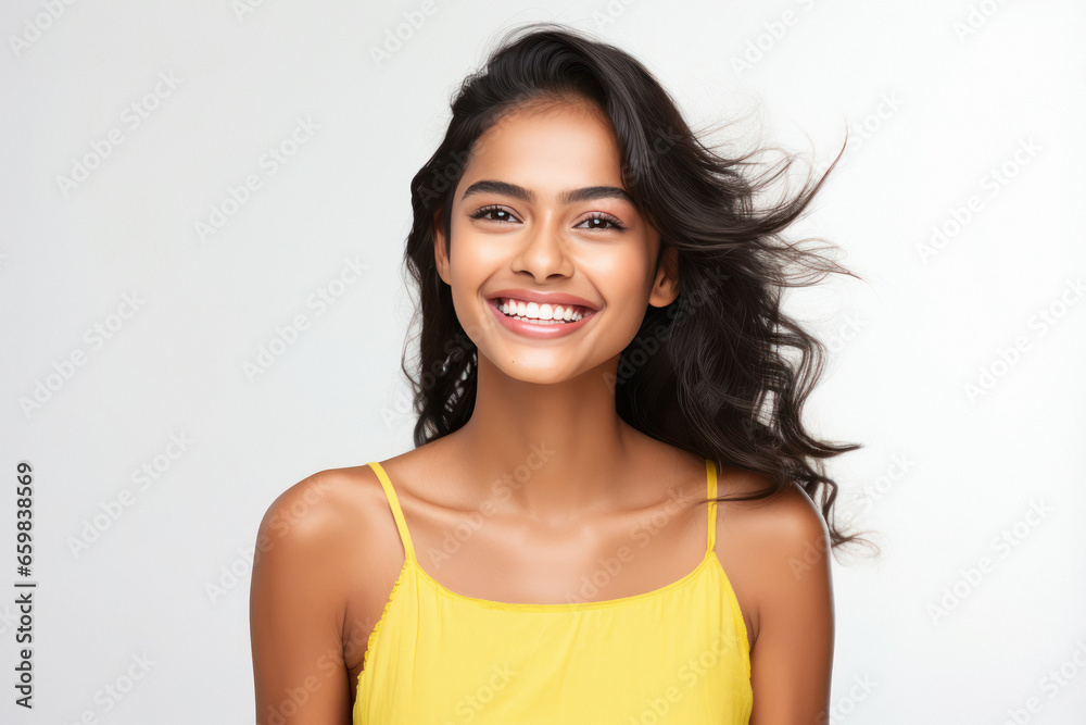 Young indian woman smiling and giving happy expression. Young indian woman smiling and giving happy expression.