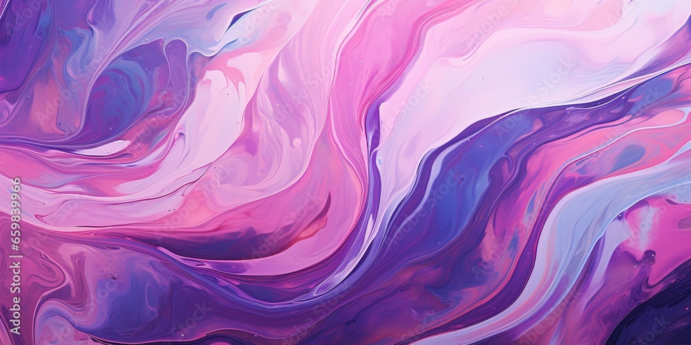 Abstract marbling oil acrylic paint background illustration art wallpaper - Purple pink color with liquid fluid marbled paper texture banner painting texture - obrazy, fototapety, plakaty 