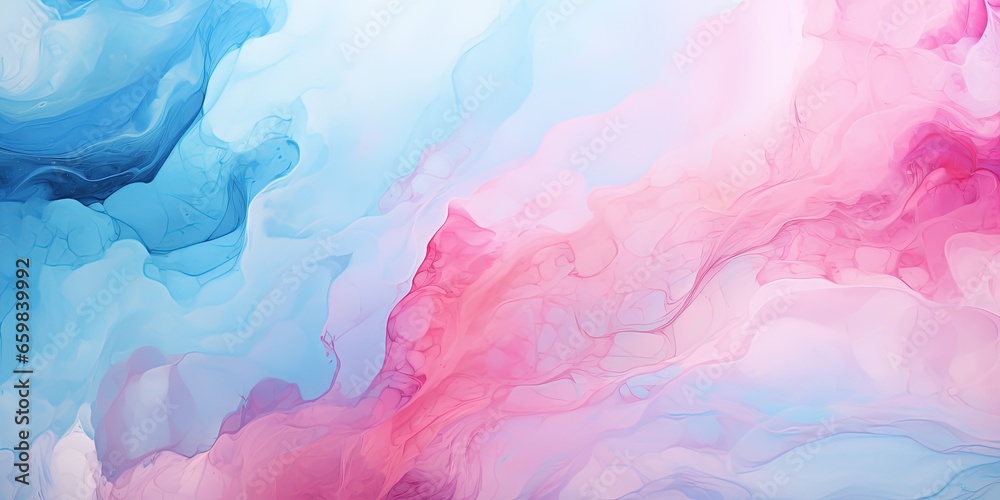 Abstract watercolor paint background illustration - Soft pastel blue pink color with liquid fluid marbled paper texture banner texture