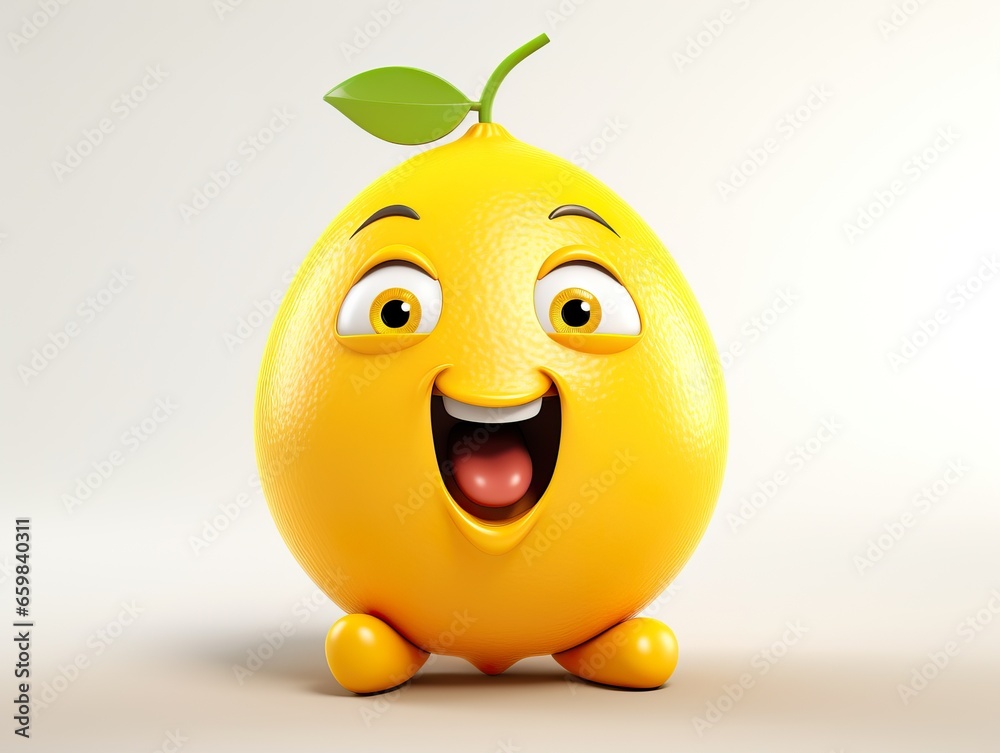 Cartoonish Lemon Character in 3D Cartoonish Lemon Character in 3D