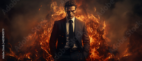 Devil in Business Suit in Hell photo