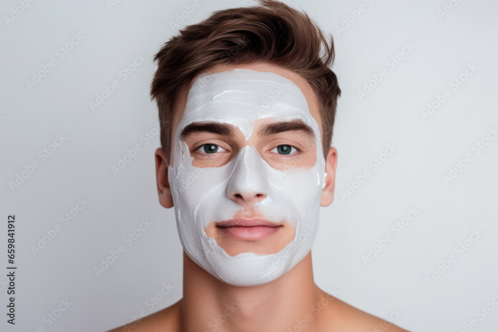 Portrait men with facial mask on face Portrait men with facial mask on face