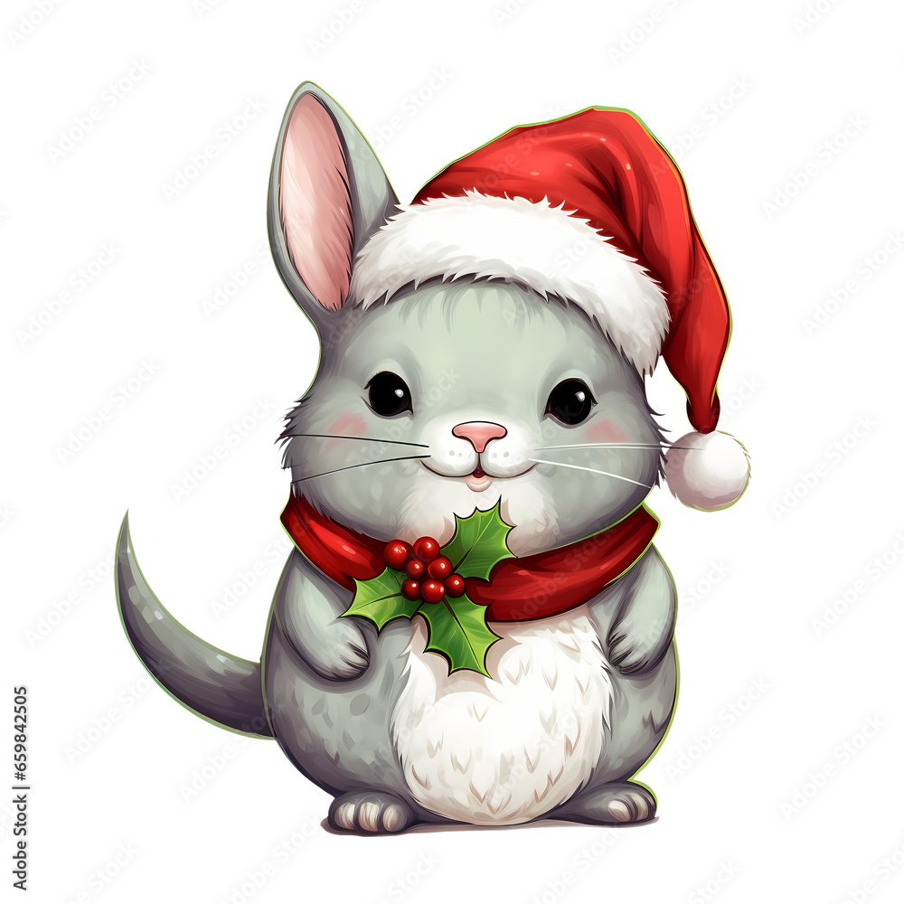 Cute Chinchilla Christmas Clipart Illustration