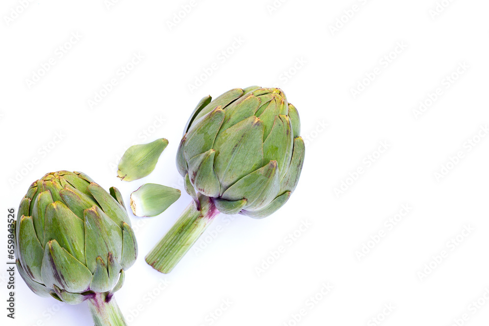 Obraz premium Fresh artichoke on white background.