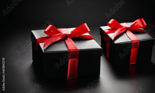 Gift box with red ribbon isolated on white and white background. Png white, Generative AI