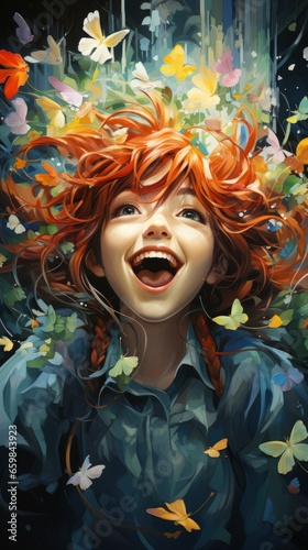 Oil painting a laughing hysterically beautiful, wallpaper for mobile pictures, Background HD