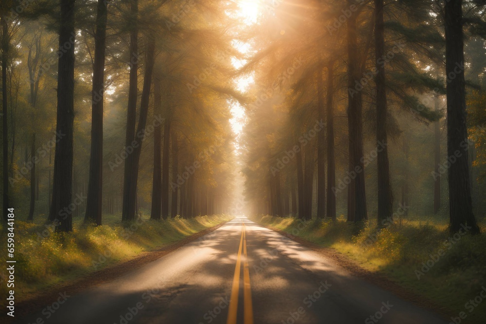 Natural road view. created by ai, alone road, sky Natural road view. created by ai, alone road, sky
