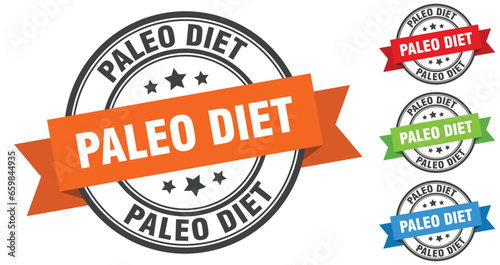 paleo diet stamp. round band sign set. label