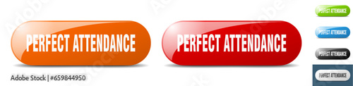 perfect attendance button. key. sign. push button set