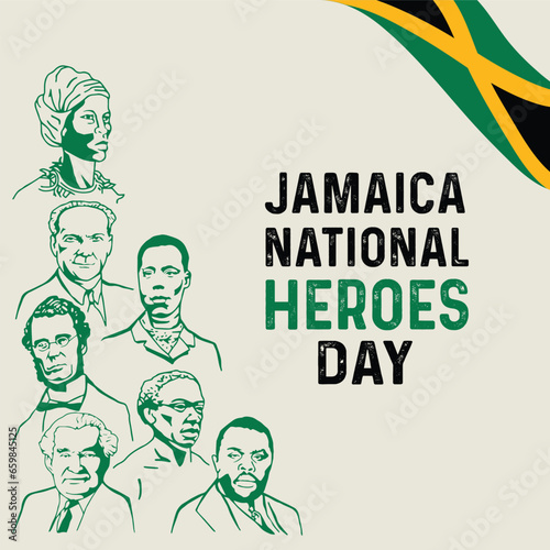 VECTORS. Editable banner for the National Heroes Day in Jamaica, October