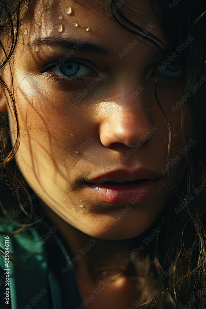 candid close-up of a woman's face candid close-up of a woman's face