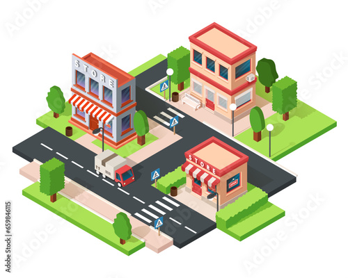 Isometric city. Vector clipart isolated on white background. © graphic_arts